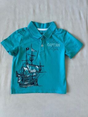Cherokee Turquoise Polo with Pirate Ship Graphic